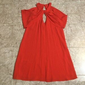 BCBGMaxAZRIA Red Sarah Woven Cold Shoulder Dress Sz XS A-Line